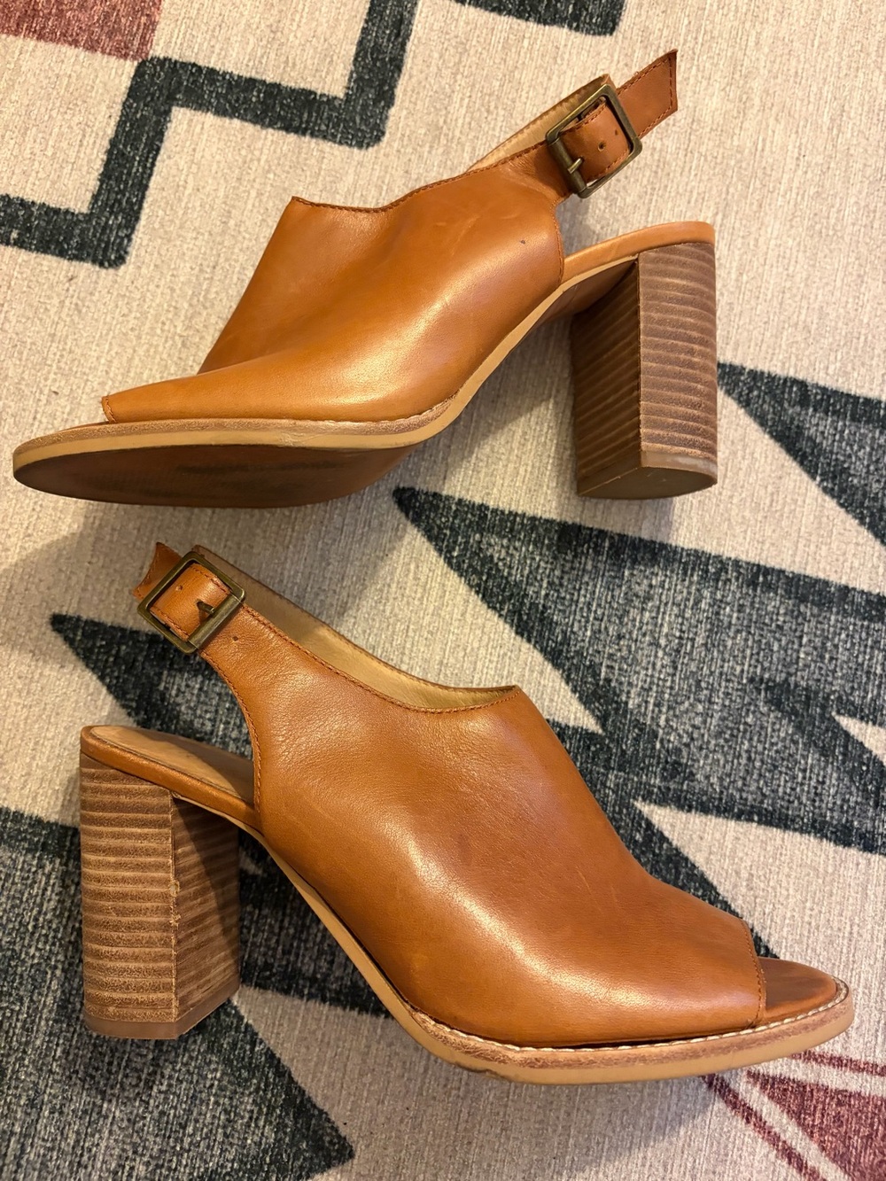 Madewell Women's Tan Leather Slingback Block Heel Sandals Size 9